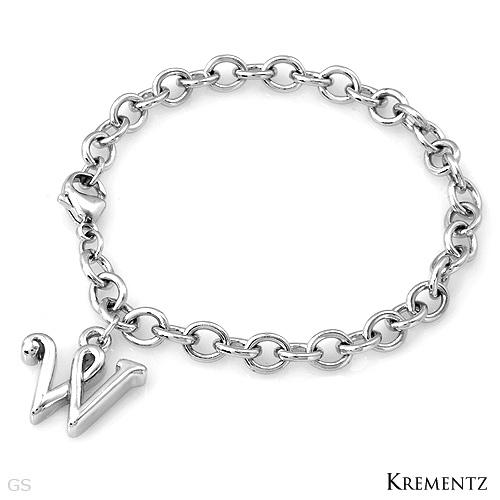 KREMENTZ-HIGH QUALITY INITIAL ''W'' 925 SILVER BRACELET